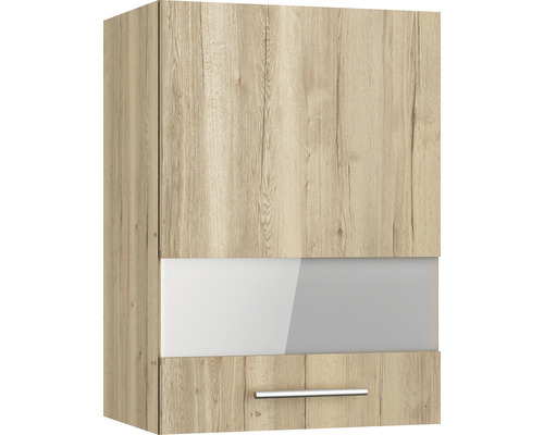 Optifit Hängeschrank mit Glastür Erik290 BxTxH 50 x 34,9 x 70,4 cm wildeiche strukturiert matt zerlegt Anschlag reversibel KFER OGMH556-8+ Hängeschrank mit Schublade und Glasfront