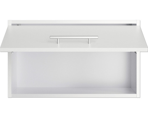 Geöffneter, weißer Hängeschrank mit Griff