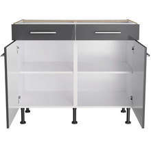 Unterschrank mit Schublade und Drehtür Optifit Jonte984 BxTxH 100 x 58,4 x 87 cm Frontfarbe anthrazit glänzend Korpusfarbe wildeiche-thumb-1