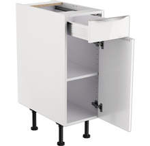 Optifit Unterschrank mit Schublade und Drehtür Arvid986 BxTxH 30 x 58,4 x 87 cm weiß glänzend zerlegt Anschlag reversibel KFAV U306-8E+