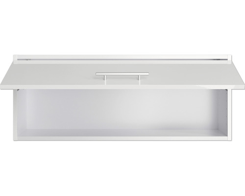 Offener weißer Hängeschrank mit Griff