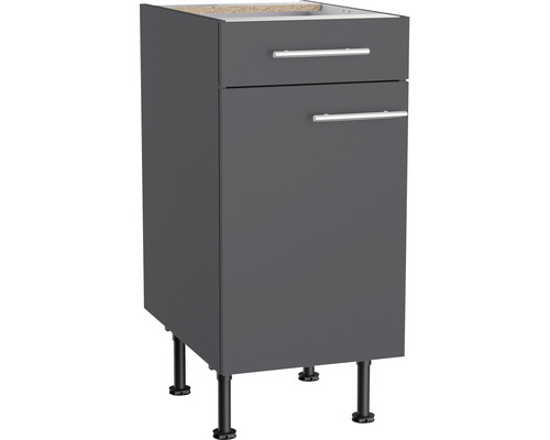 Optifit Unterschrank mit Schublade und Drehtür Ingvar420 BxTxH 40 x 58,4 x 87 cm anthrazit matt zerlegt Anschlag reversibel KFIN U406-8E+ Unterschrank mit Schublade und Tür für Badezimmer