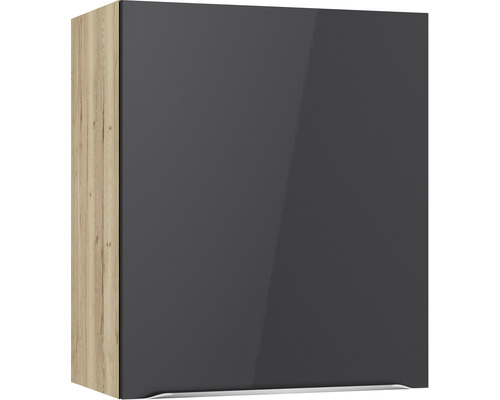 Hängeschrank Optifit Vigo156 BxTxH 60 x 34,9 x 70,4 cm Frontfarbe anthrazit glänzend Korpusfarbe wildeiche