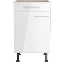 Optifit Unterschrank mit Schublade und Drehtür Rurik986 BxTxH 50 x 58,4 x 87 cm weiß glänzend zerlegt Anschlag reversibel KFRU U506-8E+