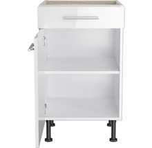 Optifit Unterschrank mit Schublade und Drehtür Rurik986 BxTxH 50 x 58,4 x 87 cm weiß glänzend zerlegt Anschlag reversibel KFRU U506-8E+