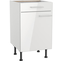 Optifit Unterschrank mit Schublade und Drehtür Rurik986 BxTxH 50 x 58,4 x 87 cm weiß glänzend zerlegt Anschlag reversibel KFRU U506-8E+