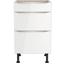 Optifit Schubladenunterschrank Arvid986 BxTxH 50 x 58,4 x 87 cm weiß glänzend zerlegt KFAV U536-8E+