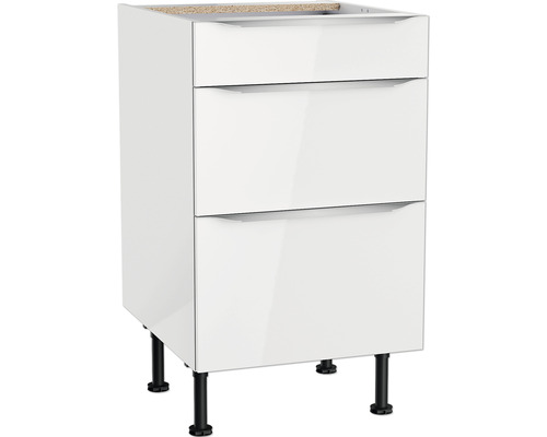 Optifit Schubladenunterschrank Arvid986 BxTxH 50 x 58,4 x 87 cm weiß glänzend zerlegt KFAV U536-8E+ Optifit Schubladenunterschrank Arvid986 BxTxH 50 x 58,4 x 87 cm weiß glänzend zerlegt KFAV U536-8E+