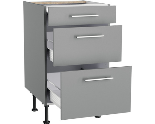 Unterschrank mit drei Schubladen und Griffen