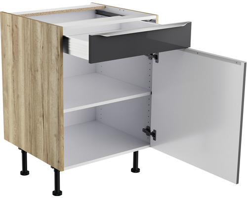 Unterschrank mit Schublade und Tür, Holzdekor