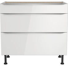 Optifit Schubladenunterschrank Arvid986 BxTxH 90 x 58,4 x 87 cm weiß glänzend zerlegt KFAV U936-8E+