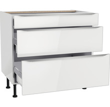 Optifit Schubladenunterschrank Arvid986 BxTxH 90 x 58,4 x 87 cm weiß glänzend zerlegt KFAV U936-8E+