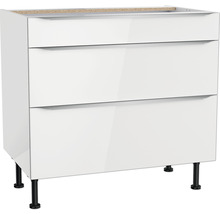 Optifit Schubladenunterschrank Arvid986 BxTxH 90 x 58,4 x 87 cm weiß glänzend zerlegt KFAV U936-8E+