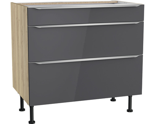 Optifit Schubladenunterschrank Linus984 BxTxH 90x58,4x87 cm anthrazit glänzend zerlegt