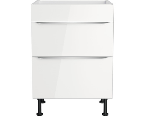 Waschbeckenunterschrank mit drei Schubladen und Füßen