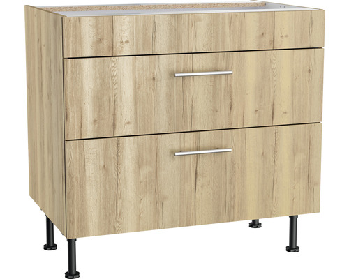 Kochfeldumbauschrank Optifit Erik290 BxTxH 90 x 58,4 x 87 cm Frontfarbe wildeiche strukturiert matt Korpusfarbe wildeiche