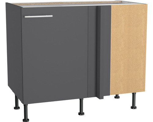 Optifit Eckunterschrank Ingvar420 BxTxH 100 x 58,4 x 87 cm anthrazit matt zerlegt Anschlag reversibel KFIN UEL116-8+