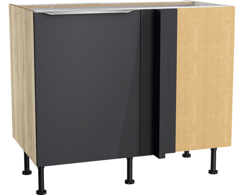 Optifit Eckunterschrank Linus984 BxTxH 100 x 58,4 x 87 cm anthrazit glänzend zerlegt Anschlag reversibel KFLI UEL116-8+