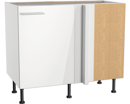 Optifit Eckunterschrank Rurik986 BxTxH 100 x 58,4 x 87 cm Frontfarbe weiß glänzend Korpusfarbe weiß Anschlag reversibel (links oder rechts montierbar)