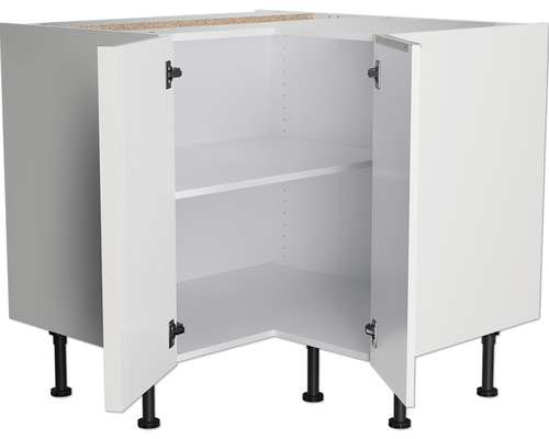 Eckunterschrank mit zwei Türen und Regalböden für die Küche