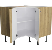 Optifit Eckunterschrank Erik290 BxTxH 90 x 58,4 x 87 cm wildeiche strukturiert matt zerlegt Anschlag reversibel KFER UEL996-8+