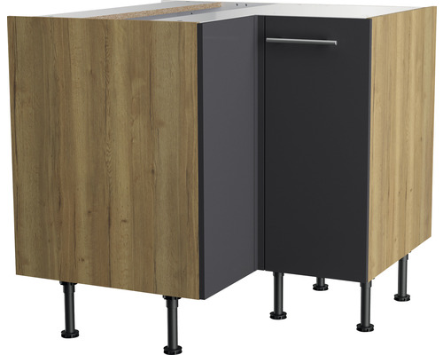 Optifit Eckunterschrank Jonte984 BxTxH 90 x 58,4 x 87 cm anthrazit glänzend zerlegt Anschlag reversibel KFJO UEL996-8+