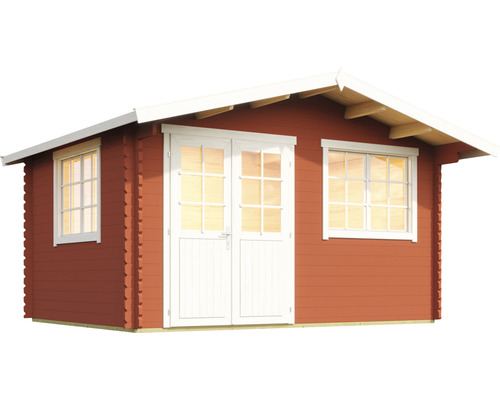 Holzgartenhaus mit Fenstern und Doppeltür