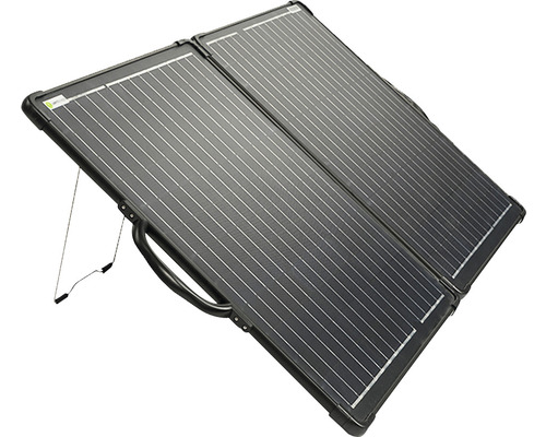 Aufgeklapptes tragbares Solarmodul mit Griff