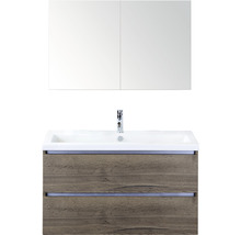 Badezimmerset mit Waschtischunterschrank, Waschbecken und Spiegelschrank