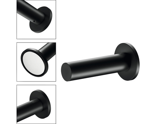 Schwarzer Toilettenpapierrollenhalter zur Wandmontage