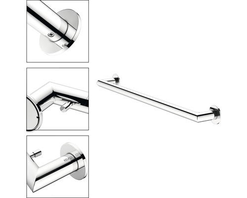 Haltegriff aus Metall zur Wandmontage mit runden Rosetten