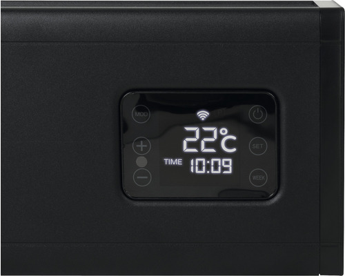 Anzeige einer Heizung mit Temperaturanzeige und Steuerungselementen