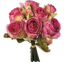 Kunstpflanze Rosen Bouquet Ø 16 cm Höhe: 29 cm pink
