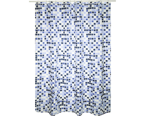 Duschvorhang MSV Mosaiko Textil 180 HORNBACH weiß/blau cm | 200 x