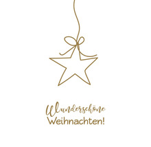 Weihnachtskarte mit Stern und dem Schriftzug Wunderschöne Weihnachten