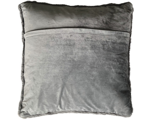 Graues Kissen mit Fellrand