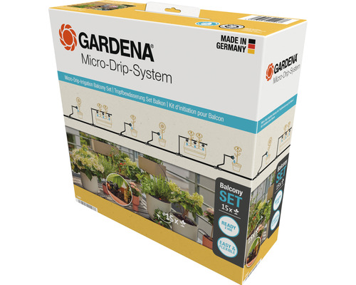 Bewässerungsset GARDENA Micro-Drip Start Set Balkon (für bis zu 15 Topfpflanzen) Gardena Micro-Drip-System Balkon Set Verpackung