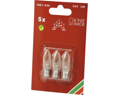 Fünf Christbaumkerzen 55 Volt 3 Watt im Blisterpack