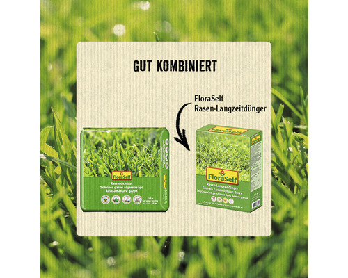 FloraSelf Rasennachsaat und Rasen-Langzeitdünger Produktkombination