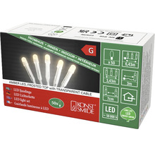 Verpackung einer LED-Lichterkette mit bernsteinfarbenen LEDs und transparentem Kabel für den Innenbereich