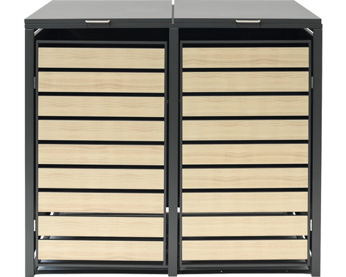 Mülltonnenbox für zwei Mülltonnen mit Holzverkleidung