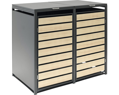 Mülltonnenbox für zwei Mülltonnen mit Holzverkleidung