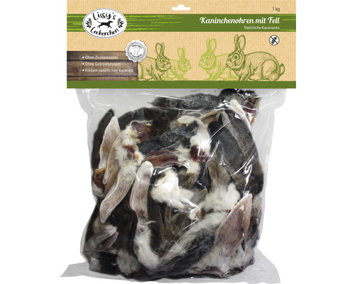 Hundesnack Lissy´s Kaninchenohren mit Fell 1 kg