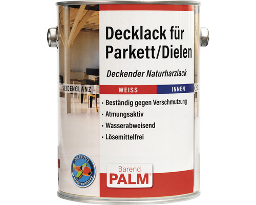 Barend PALM Decklack f. Parkett & Dielen weiß 2,5 l Dose Parkettlack für den Innenbereich, seidenmatt