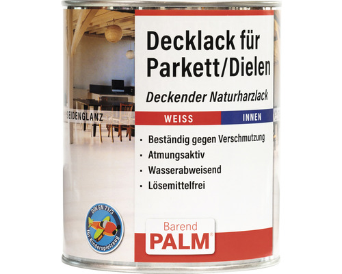 Barend PALM Decklack f. Parkett & Dielen weiß 750 ml Lackdose mit Parkettlack für Innenräume