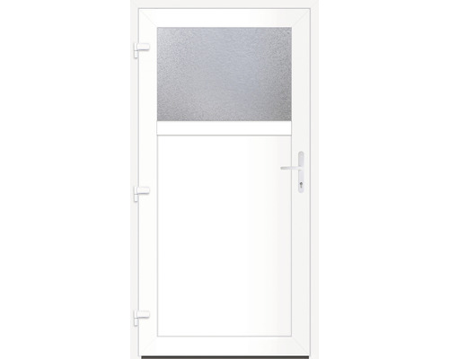 RORO Nebeneingangstür Missouri weiß/weiß 980 x 1980 mm DIN links nach außen öffnend 1/3 Glas mit 5-fach Verriegelung Weiße Tür mit Glaseinsatz