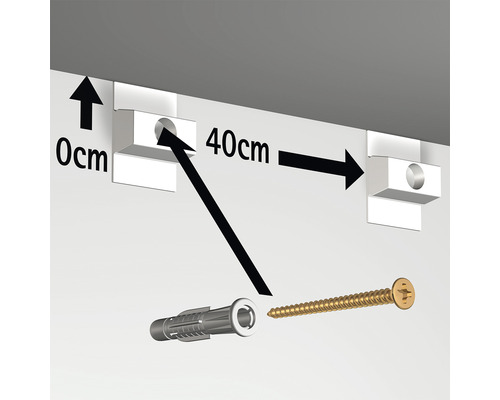 Darstellung von Dübel und Schraube zur Befestigung