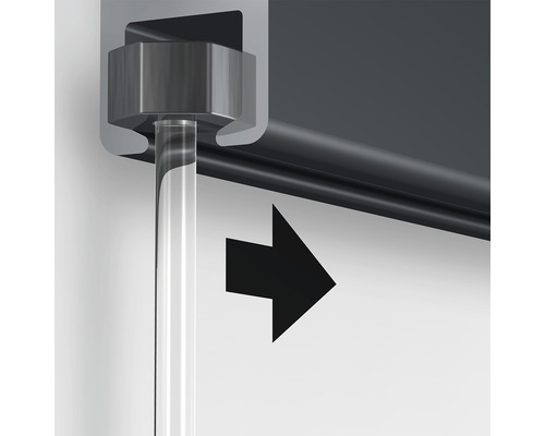 Illustration einer Rollobedienung mit Zugstab und Pfeil