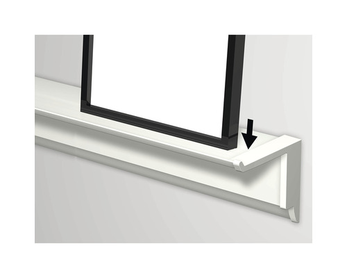 Wandregal mit Bilderrahmen und Pfeil