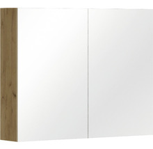 Spiegelschrank mit zwei Türen und Holzdekor